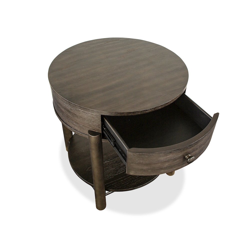 Hadleigh Black Coffee Bean Round End Table