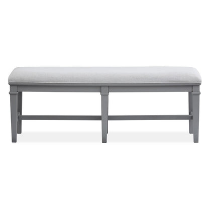 Charleston Harbor Gray Grey Upholstered Bench