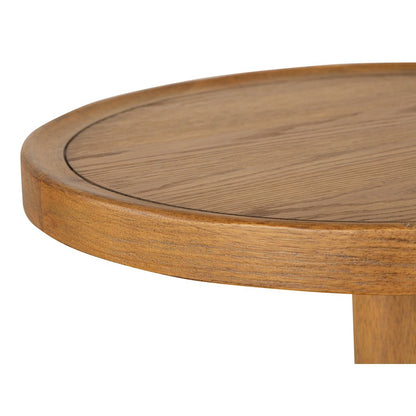 Lindon Belgian Wheat Round Pedestal Accent End Table