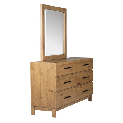 Davenport Rustic Caramel Double Drawer Dresser With Portrait Mirror