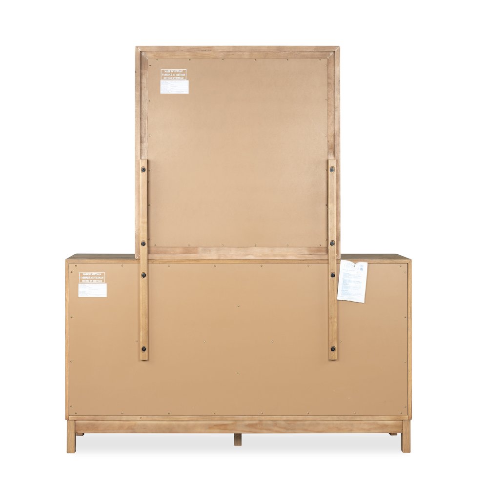 Davenport Rustic Caramel Double Drawer Dresser With Portrait Mirror