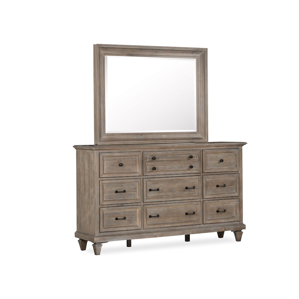 Lancaster Dovetail Grey Drawer Dresser With Landscape Mirror