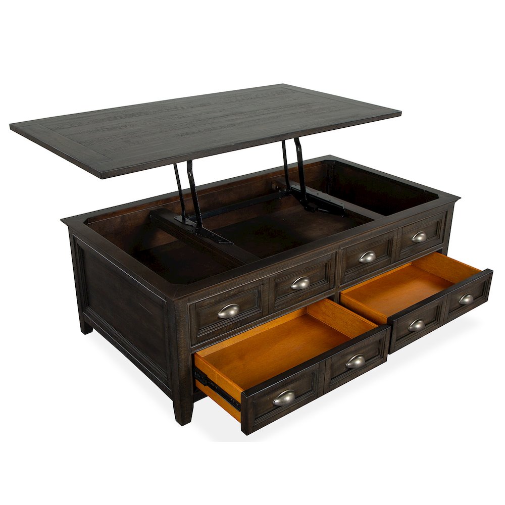 Westley Falls Graphite Lift Top Storage Cocktail Table With Casters