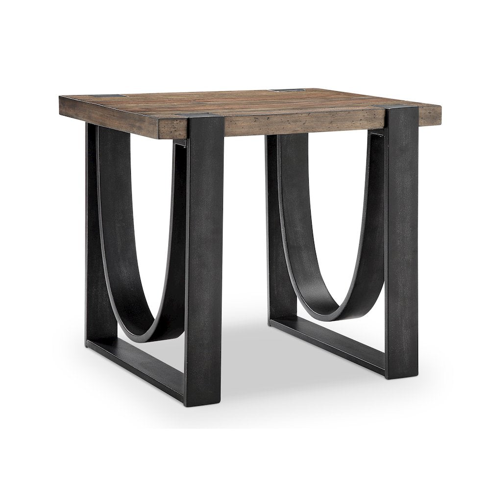 Bowden Rustic Honey And Distressed Iron Rectangular End Table