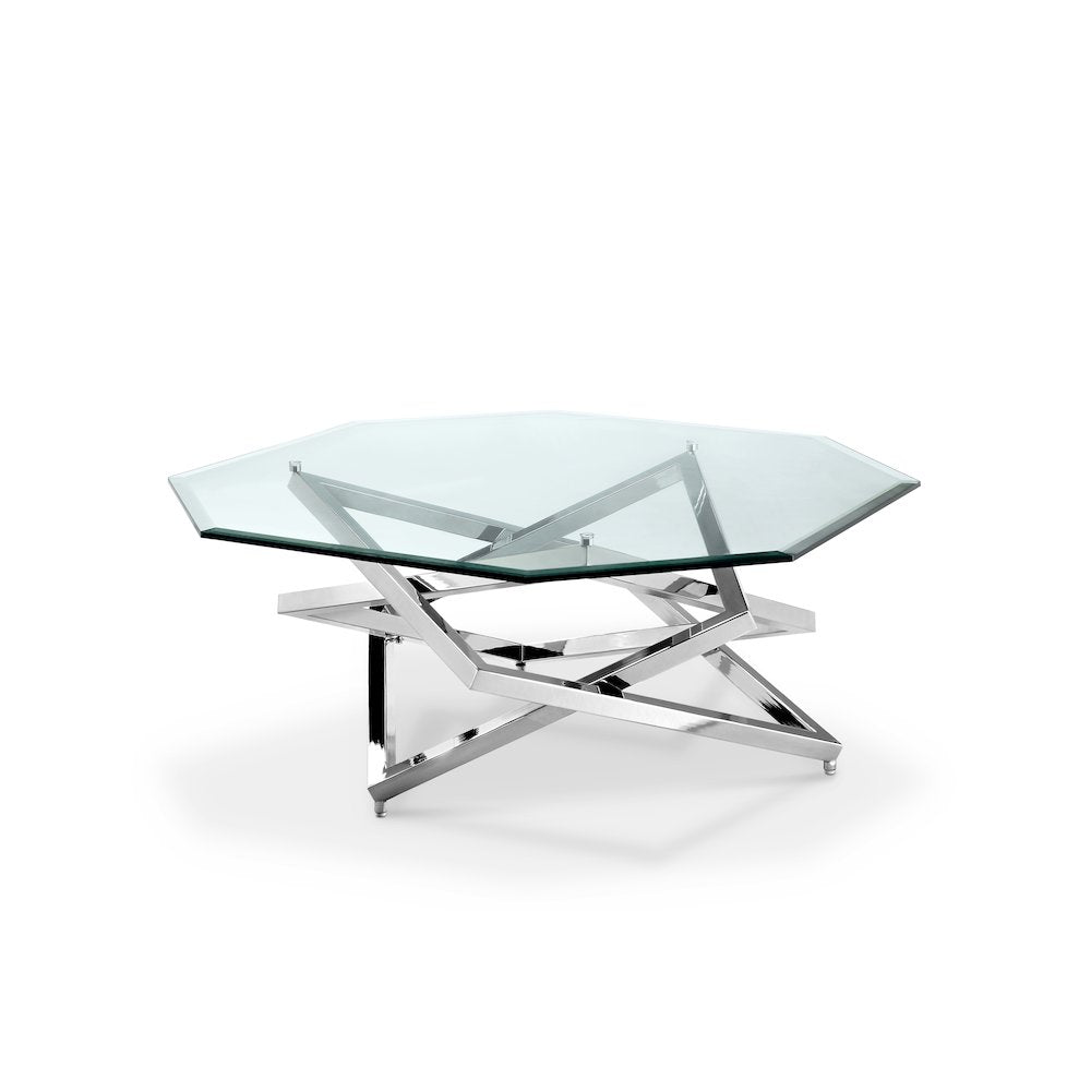 Lenox Square Chrome Octagonal Cocktail Table