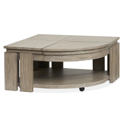 Conrad Stone Harbor Grey Pie Shaped Lift Top Cocktail Table With Casters