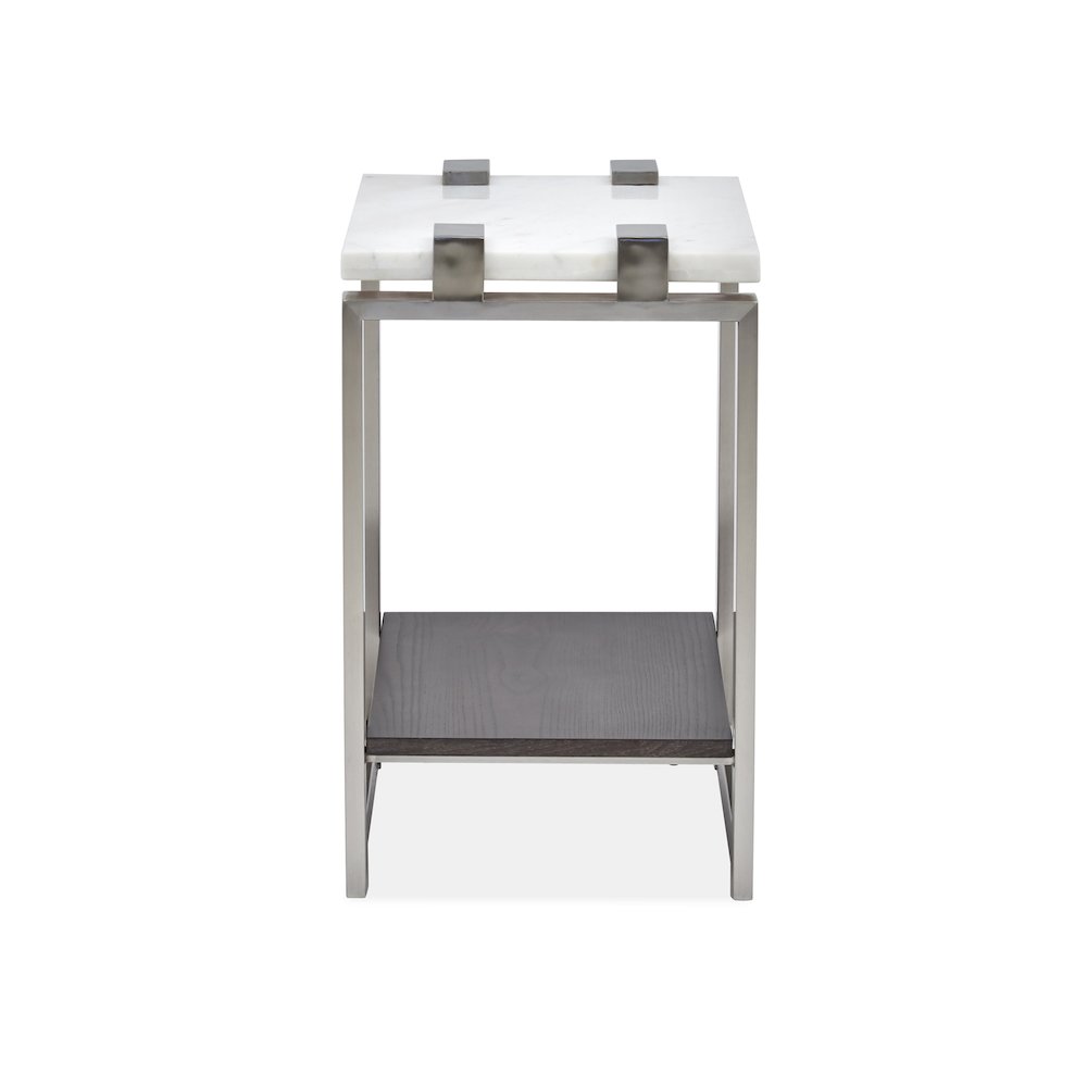 Pearl White And Roasted Almond And Brushed Platinum Rectangular Accent Table