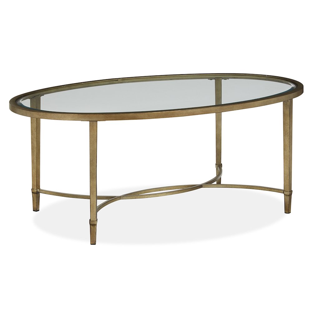 Copia Antiqued Silver With Gold Tint Oval Cocktail Table