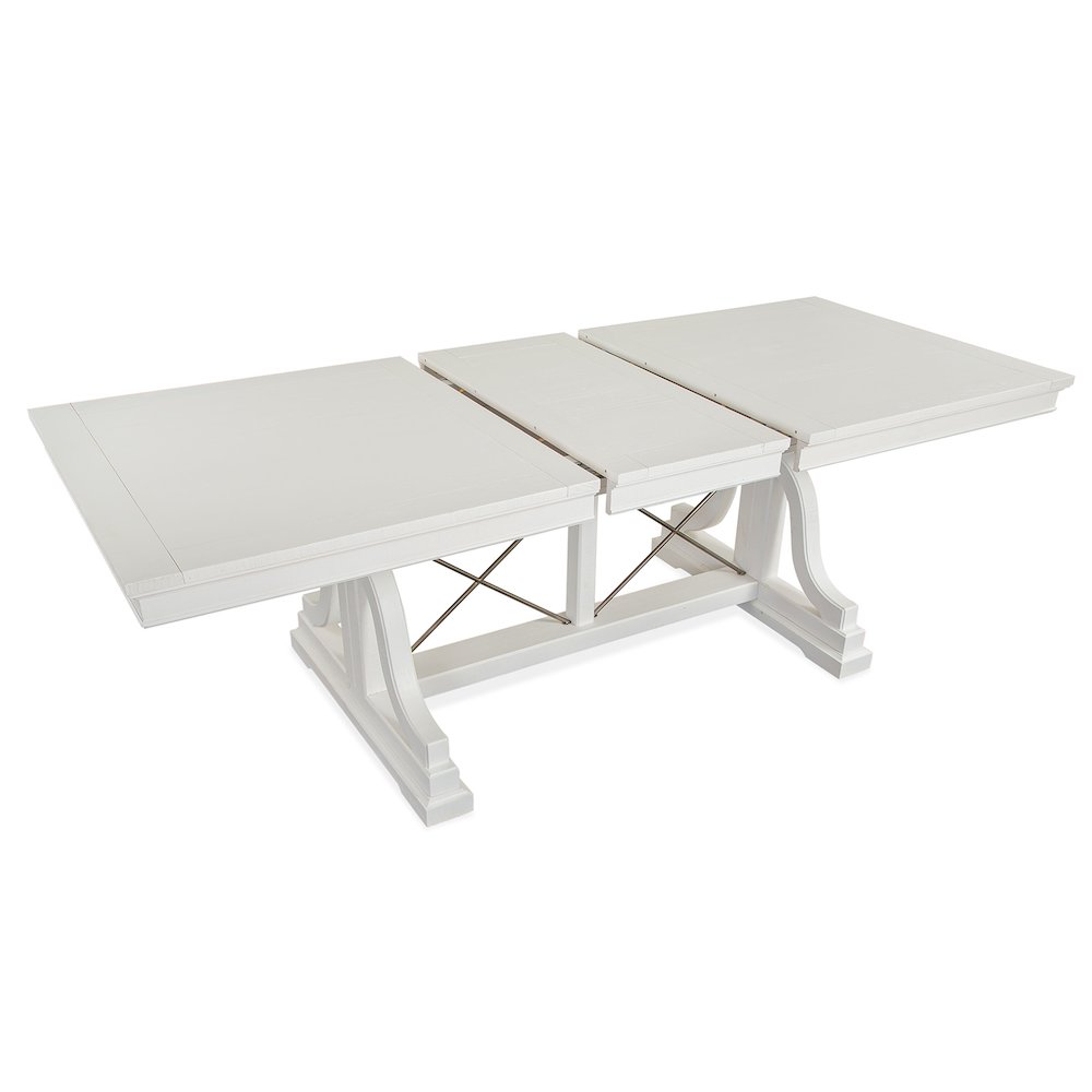 Heron Cove Chalk White And Dovetail Grey Extendable Trestle Dining Table
