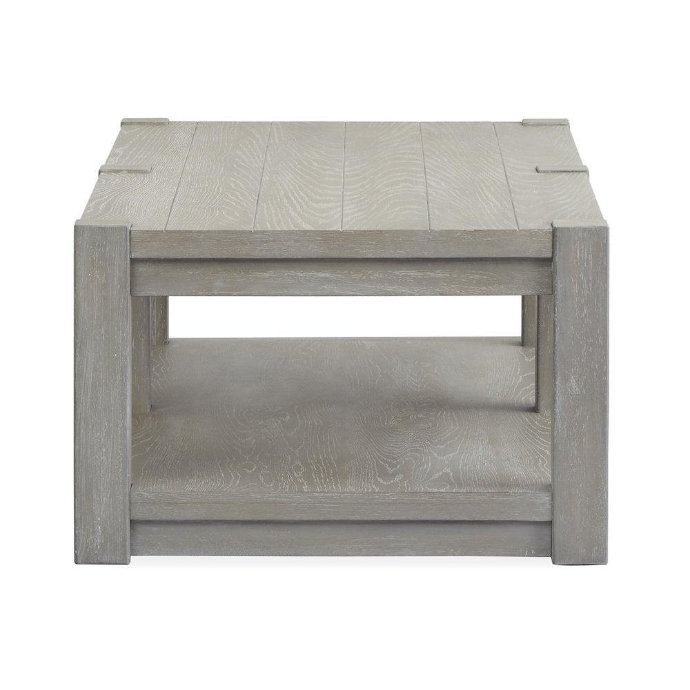 Burgess Calico Grey Rectangular Shelf Cocktail Table With Casters