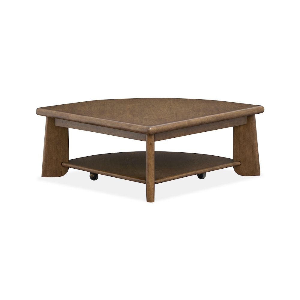 Tanner Tawny Brown Pie Shaped Lift Top Cocktail Table With Casters