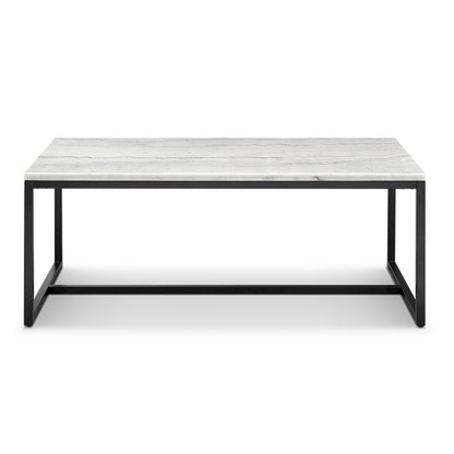 Torin White Marble And Matte Black Rectangular Cocktail Table