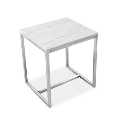 Esme White Marble And Brushed Nickel Rectangular End Table