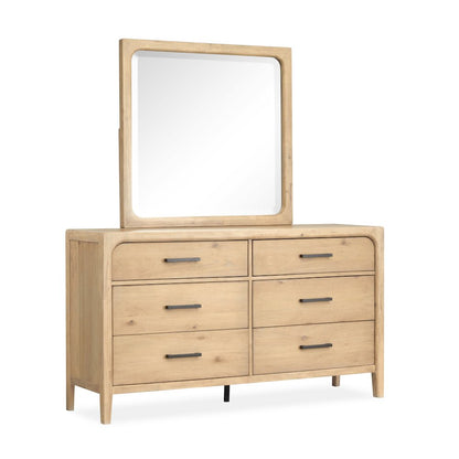 Somerset Butternut Double Drawer Dresser With Landscape Mirror