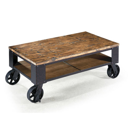 Pinebrook Distressed Natural Pine Rectangular Starter Cocktail Table
