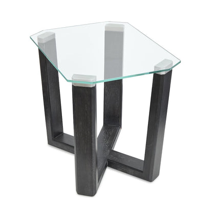 Wexler Black Truffle And Clear Glass Rectangular End Table