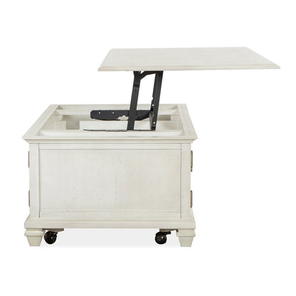 Newport Alabaster Lift Top Storage Cocktail Table With Casters
