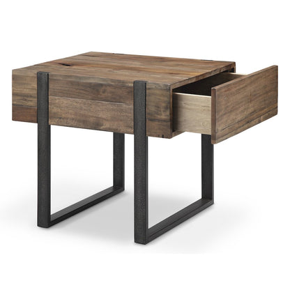 Prescott Rustic Honey And Distressed Iron Rectangular End Table