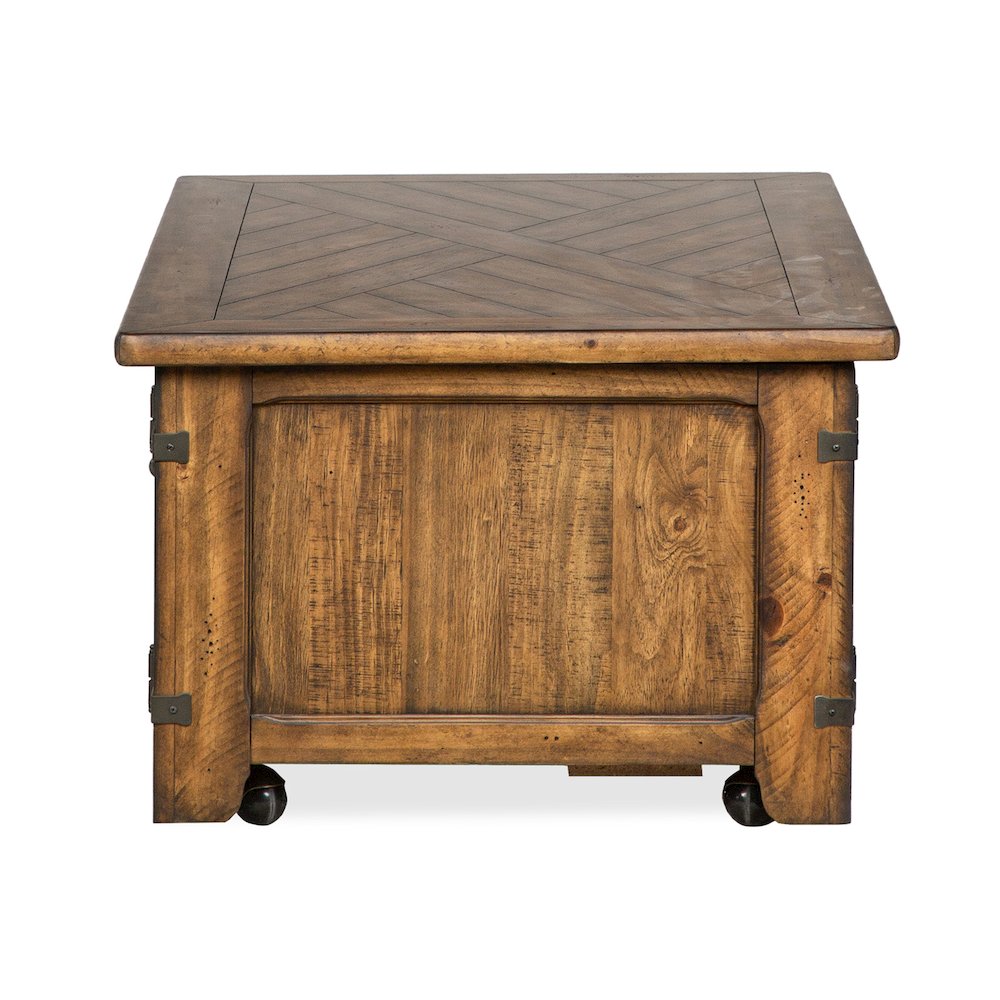 Chesterfield Farmhouse Timber Lift Top Storage Cocktail Table With Casters
