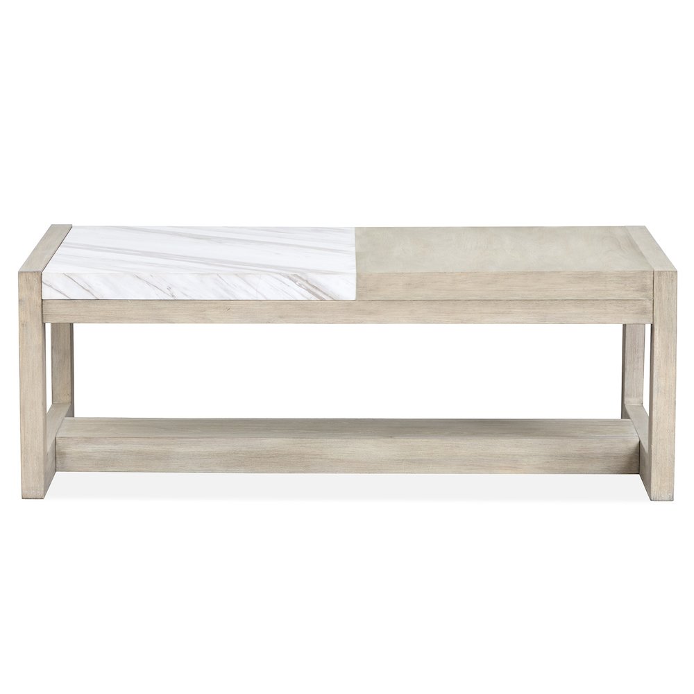 Preston Gallery Buff And Antique Silver Rectangular Cocktail Table