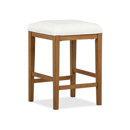 Lindon Belgian Wheat White Upholstered Stool