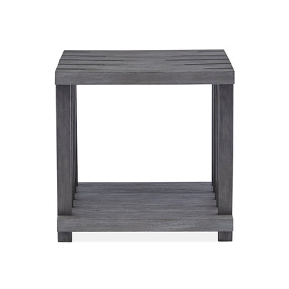 Eldridge Weathered Gravel And Satin Bronze Rectangular End Table