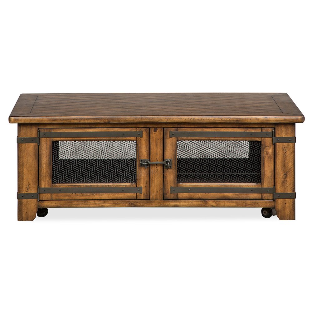 Chesterfield Farmhouse Timber Lift Top Storage Cocktail Table With Casters