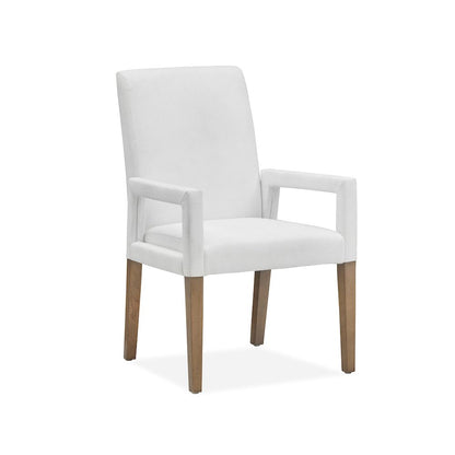 Lindon Belgian Wheat White Upholstered Arm Chair Two Pack