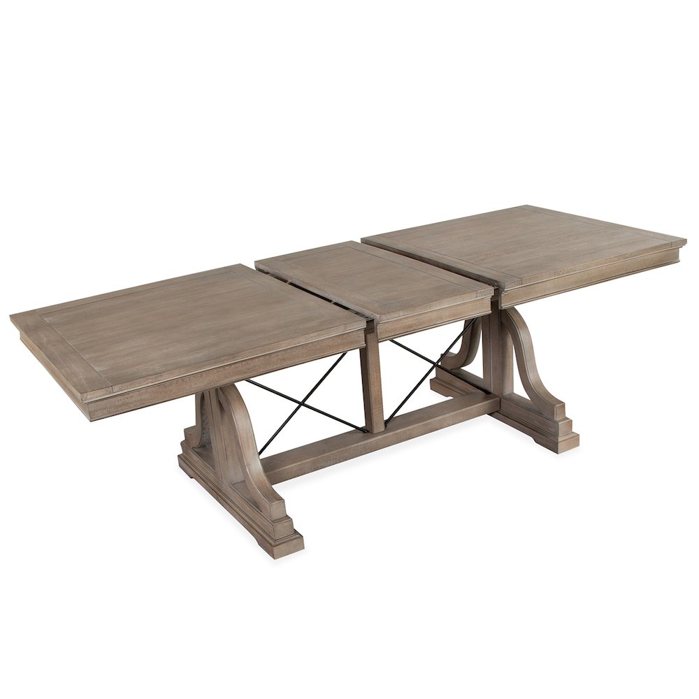 Paxton Place Dovetail Grey Extendable Trestle Dining Table