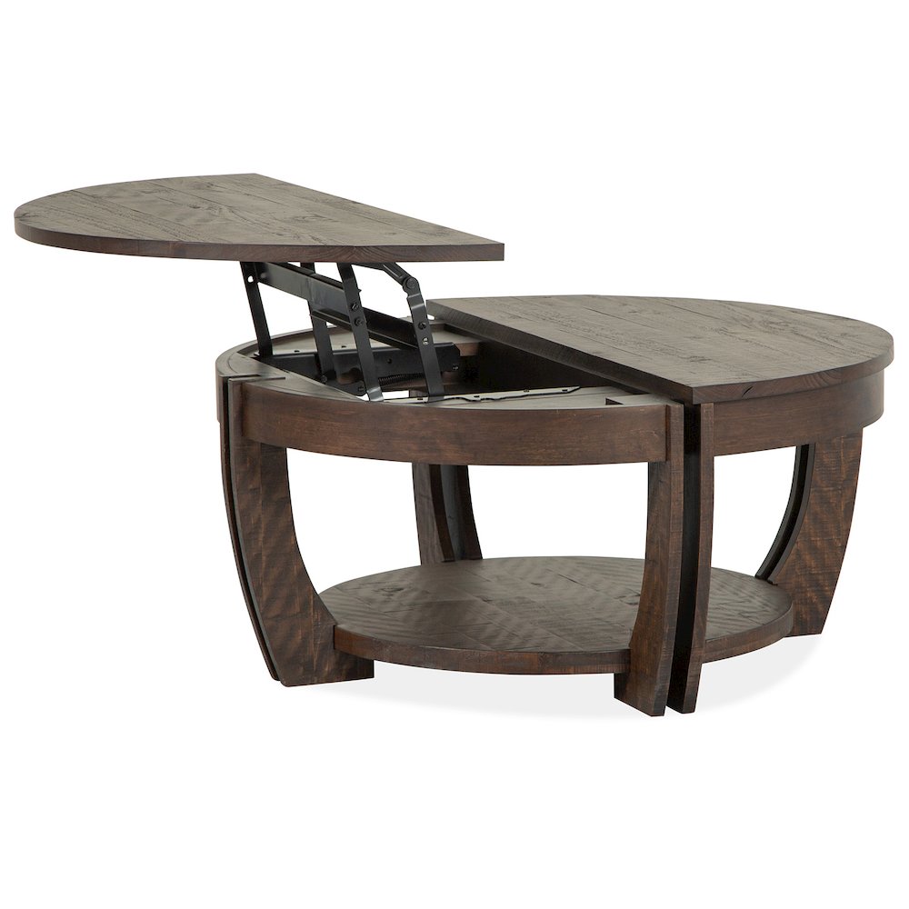 Lyndale Nutmeg Lift Top Storage Cocktail Table With Casters
