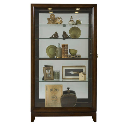 Pulaski Curios Deep Brown Sliding Door 5 Shelf Curio Cabinet
