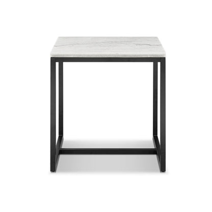 Torin White Marble And Matte Black Rectangular End Table