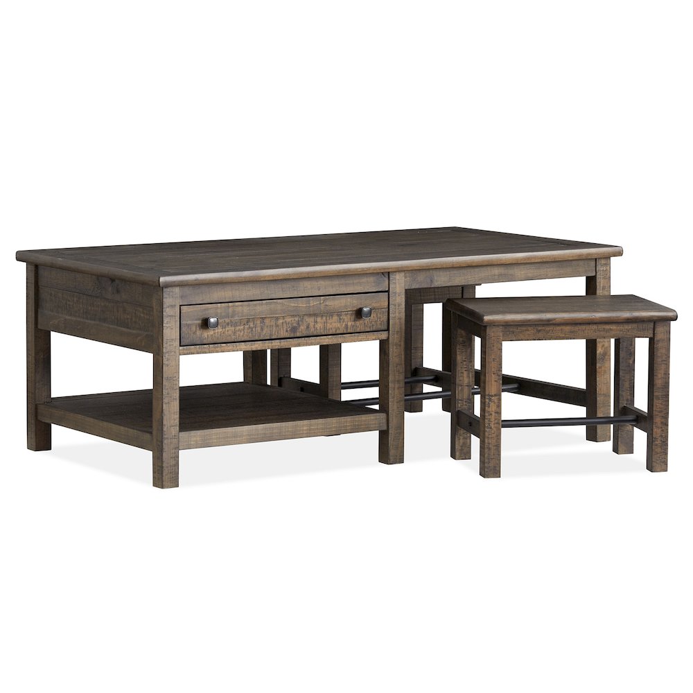 Smithton Homestead Brown Rectangular Cocktail Table With 2 Stools
