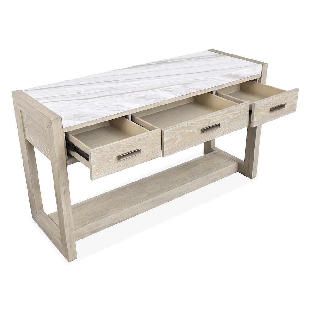 Preston Gallery Buff And Antique Silver Rectangular Sofa Table