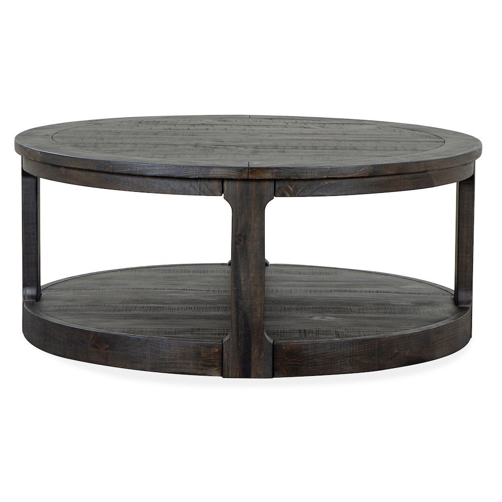 Boswell Peppercorn Round Cocktail Table With Casters