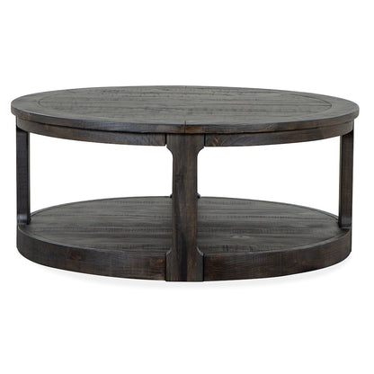 Boswell Peppercorn Round Cocktail Table With Casters