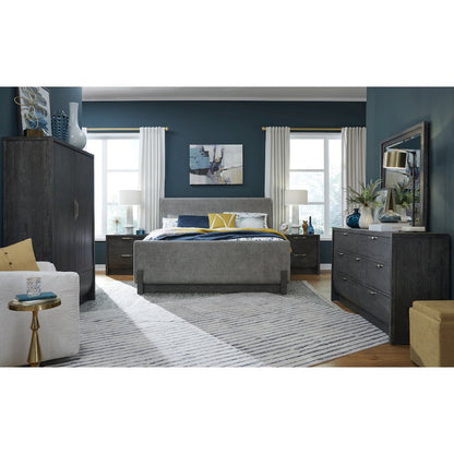 Kinsley Black Heron Queen Upholstered Panel Bed