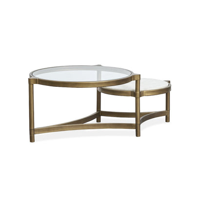 Cassidy Aged Brass And Volakas Classic Shaped Cocktail Table