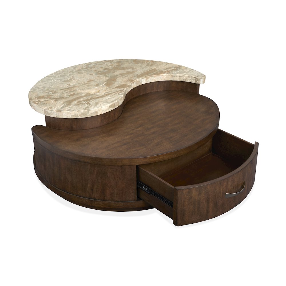 Mcpherson Burnt Umber Round Cocktail Table With Casters