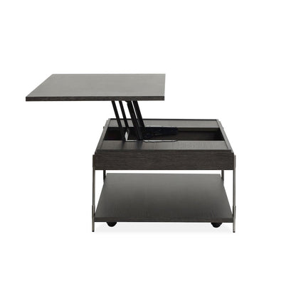 Spencer Dark Briarsmoke Lift Top Storage Cocktail Table With Casters