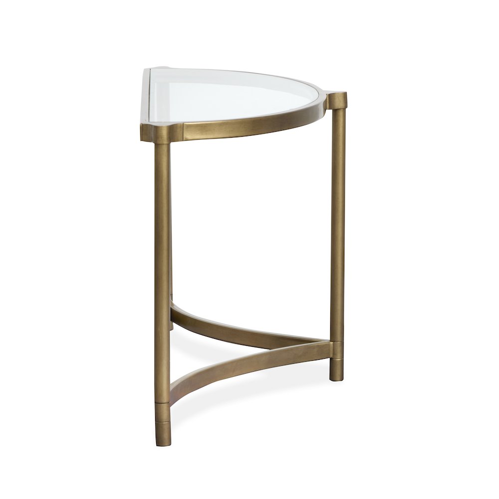 Cassidy Aged Brass And Volakas Classic Demilune Sofa Table