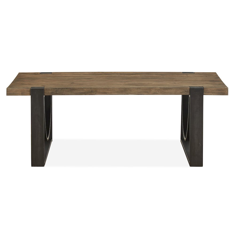 Bowden Rustic Honey And Distressed Iron Rectangular Cocktail Table