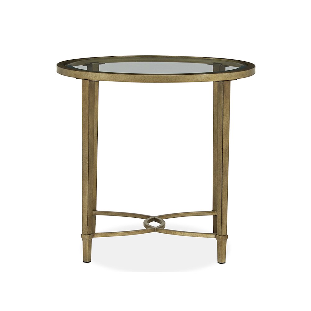 Copia Antiqued Silver With Gold Tint Oval End Table
