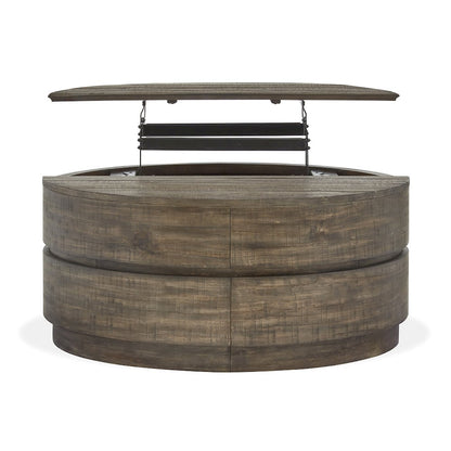 Baisden Tobacco Round Lift Top Cocktail Table With Casters