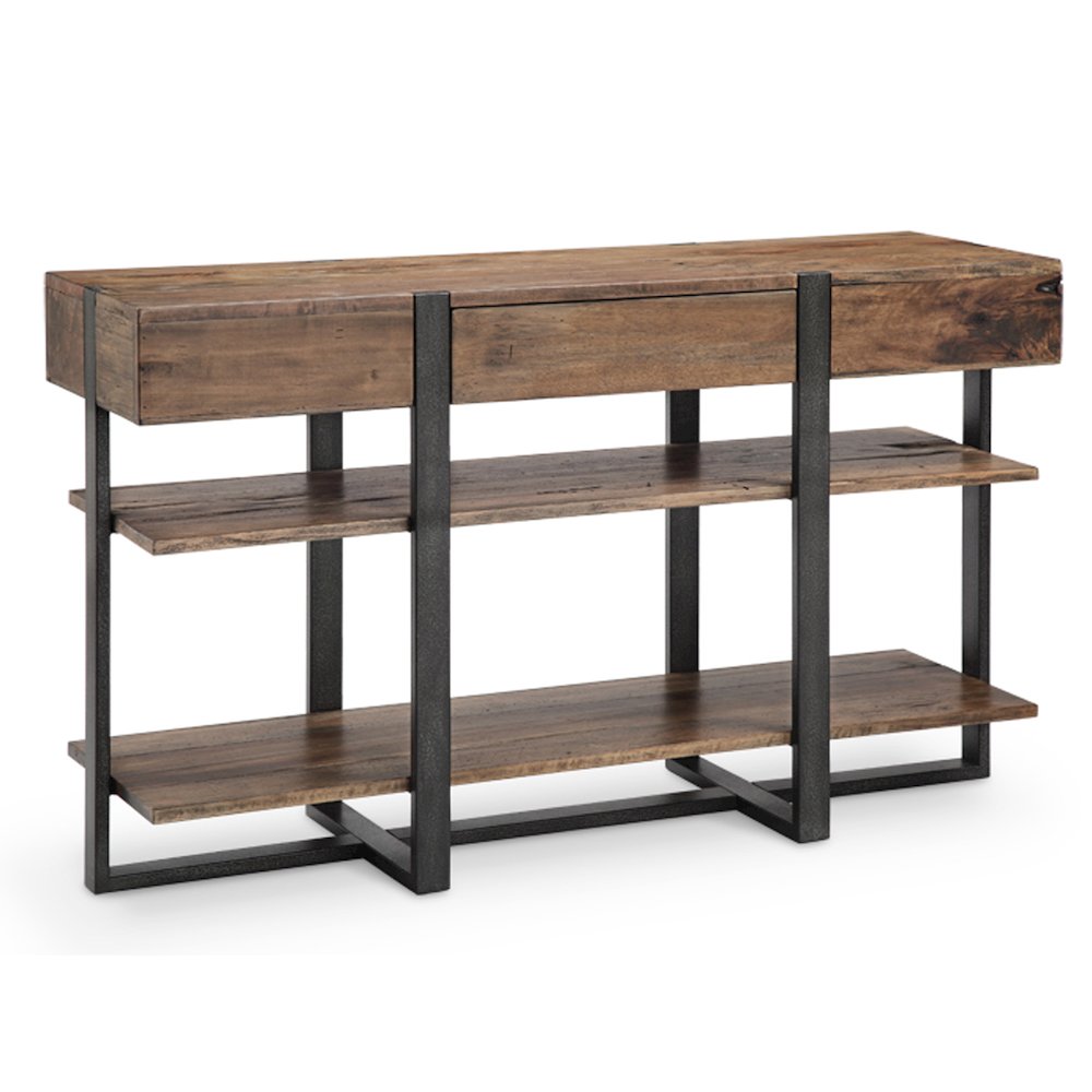 Prescott Rustic Honey And Distressed Iron Rectangular Sofa Table