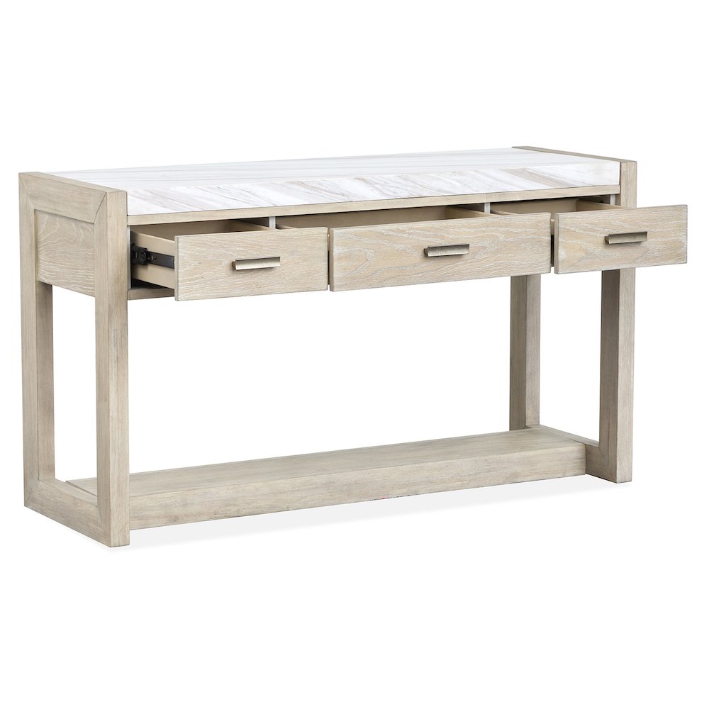 Preston Gallery Buff And Antique Silver Rectangular Sofa Table