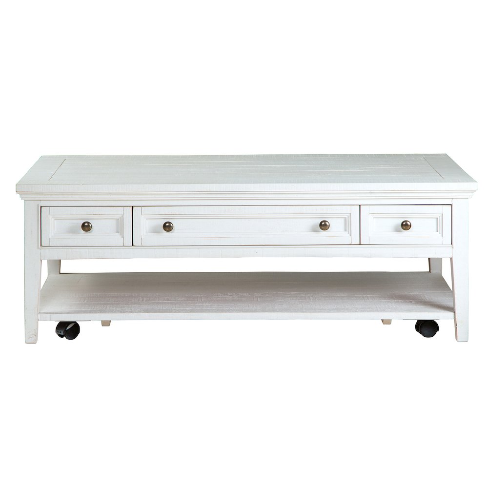 Heron Cove Chalk White Rectangular Cocktail Table With Casters