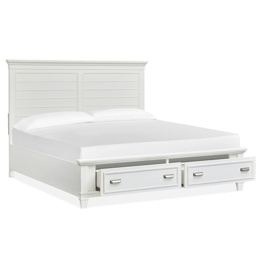 Charleston White Dove Queen White Panel Storage Bed