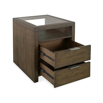 Merrick Homestead Brown And Clear Glass Rectangular End Table