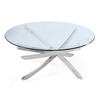 Zila Brushed Nickel Round Cocktail Table